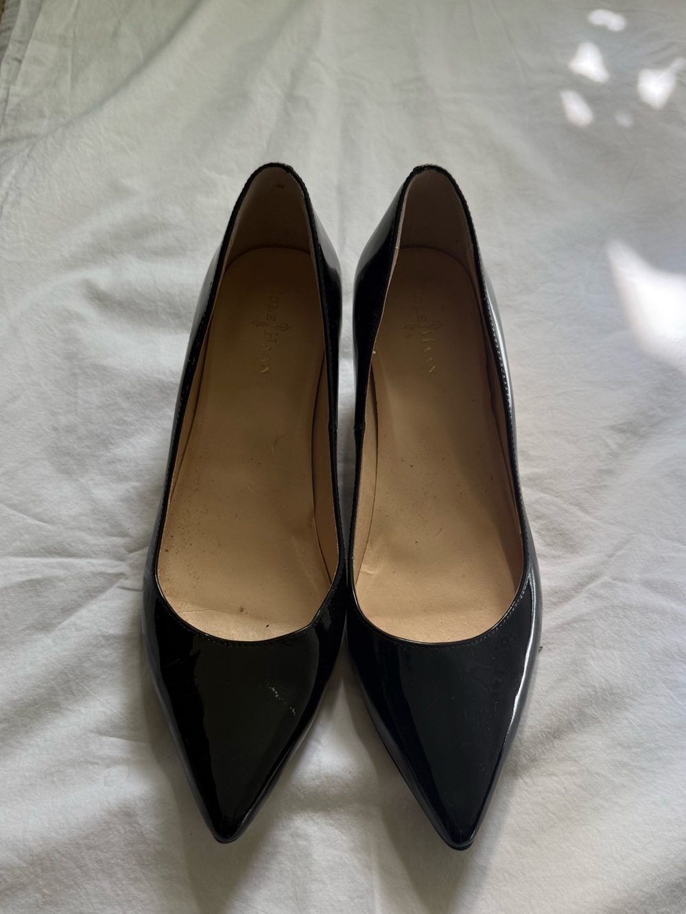 Cole Haan Black Patent Pointed-Toe Heels